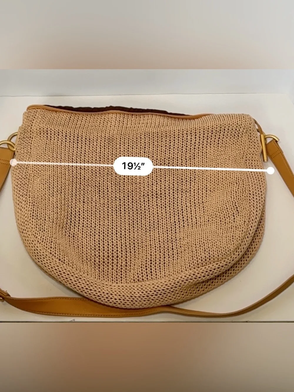 Americana by Sharif Boho Tan Woven Crochet Knit Slouchy Hobo Shoulder Bag